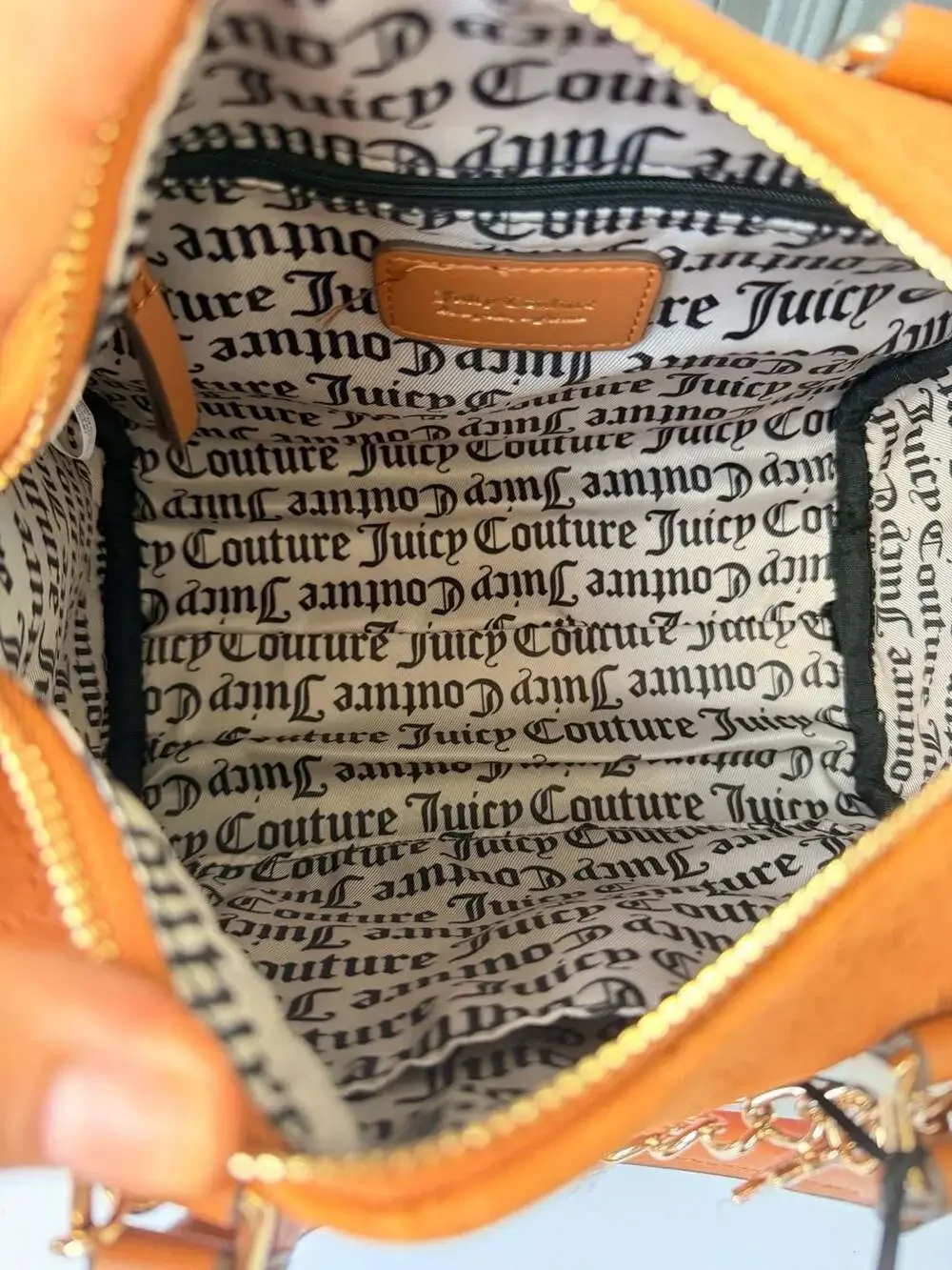JuicyCouture Tan Brown Suede Monogram Logo Satchel CrossbodyHandbag ChainCharms